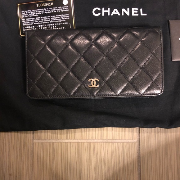 CHANEL Handbags - SOLD Chanel Black Quilted Caviar Leather Wallet